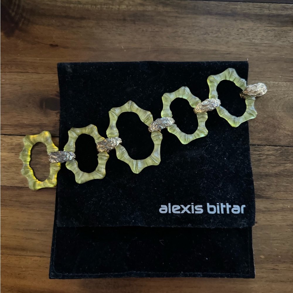 Alexis Bittar Gold and Green/Yellow Link Bracelet